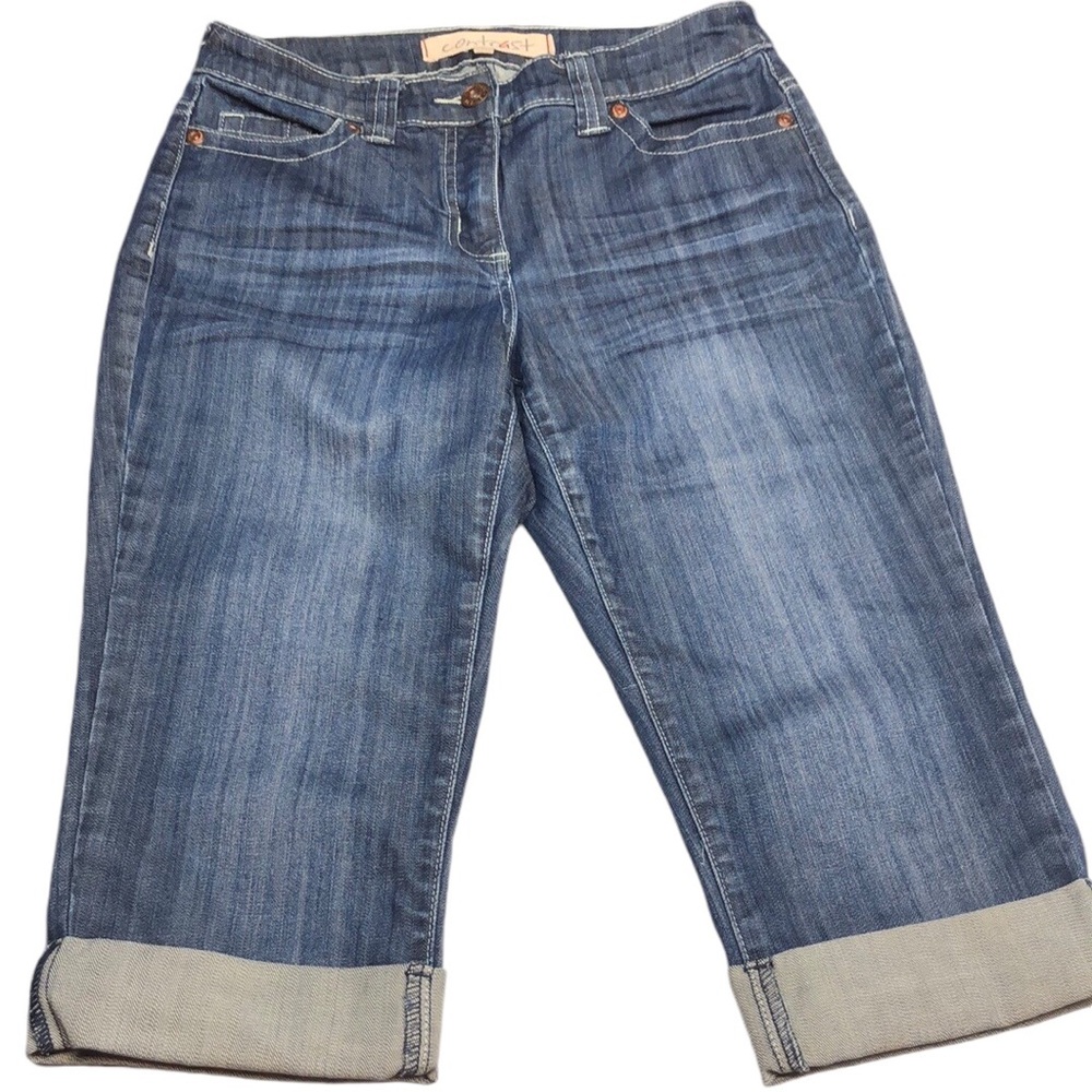 VINTAGE CONTRAST HIGH-RISE DENIM CAPRI JEANS  6/28x17 ⭐️
